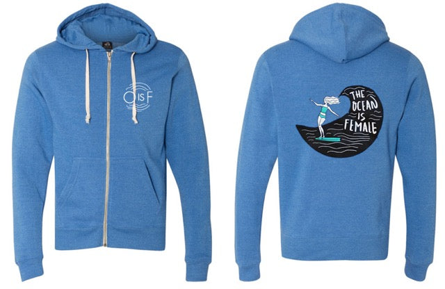 The OisF Zip-Up Hoodie (Women) - Aqua Surfer Girl